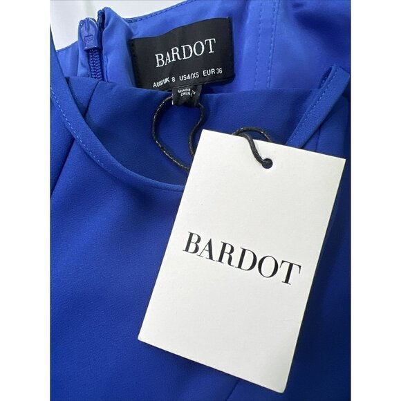 BARDOT Women’s 4 Midi Dress BRIELLE SLEEVELESS PENCIL Cocktail Party BLUE New - Picture 10 of 15